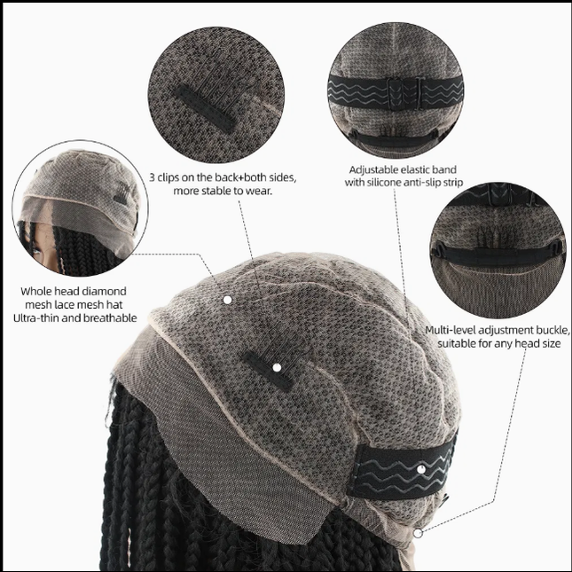 Synthetic Transparent Full Lace Braided Wigs Knotless Box Braids Wig # 1B/99j