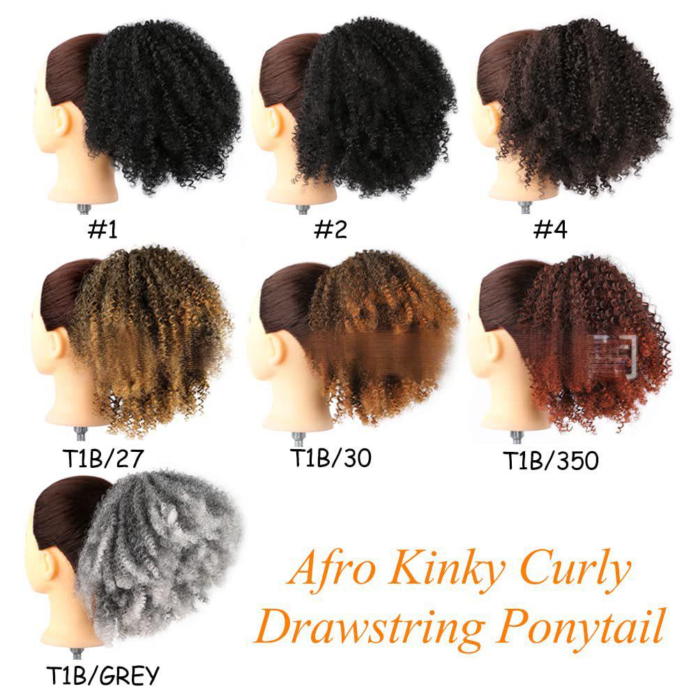 Afro curly ponytail drawstring synthetic 10 inch small curly hair-2