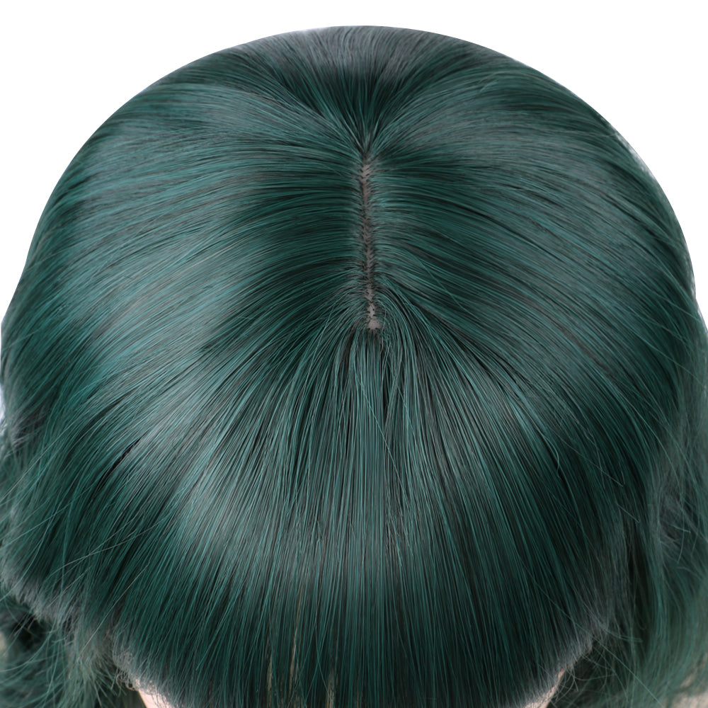 Halloween bangs bob wig fiber cosplay mechanism-Green