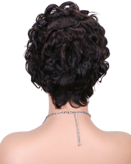 Short  Pixie Cut Wig 13x4 lace Frontal #1B---JK06