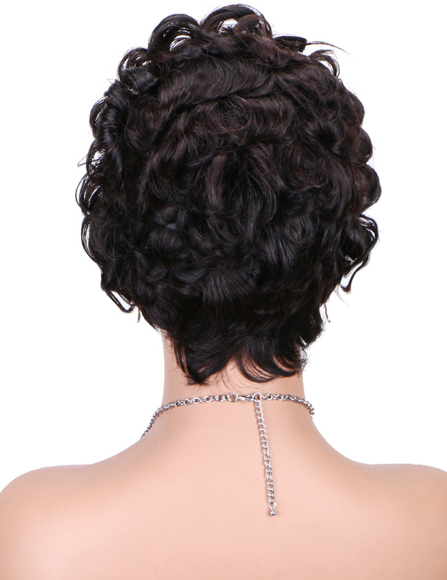 Short  Pixie Cut Wig 13x4 lace Frontal #1B---JK06