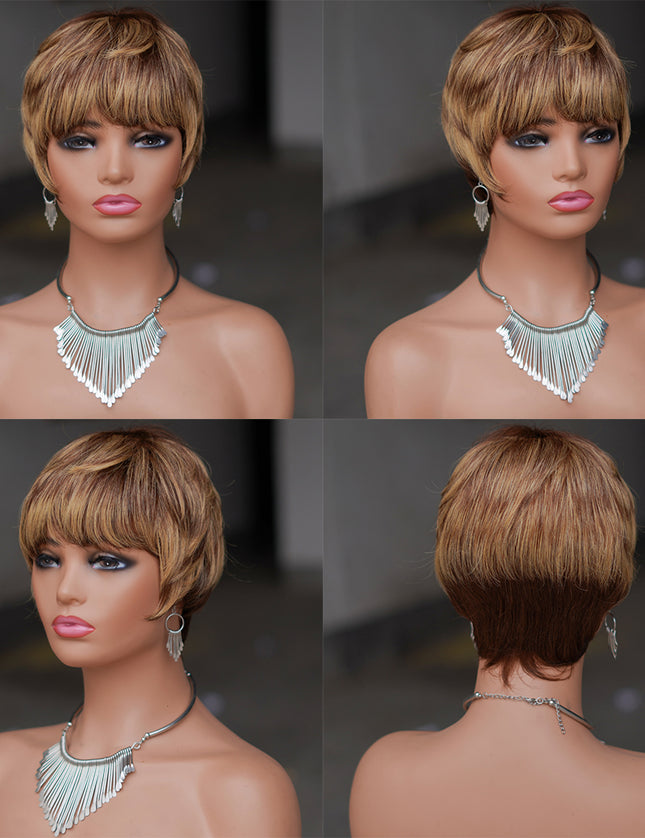 Machine made pixie cut wig--JK9069---#427---pay 1 get 2