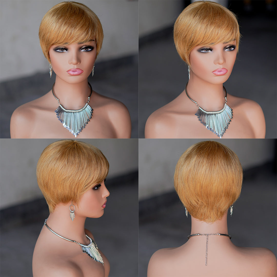 Machine made pixie cut wig---JK9069---#27---RMB 45---65g