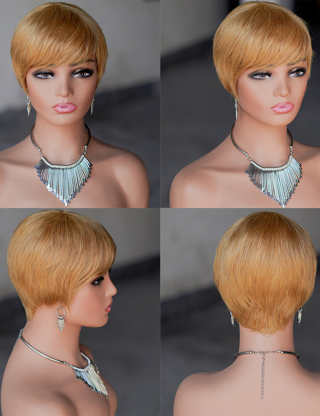 Machine made pixie cut wig---JK9069---#27---pay 1 get 2