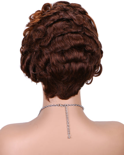 Pixie Cut wig 13x4 lace Frontal ombre #4/30 ---JK06