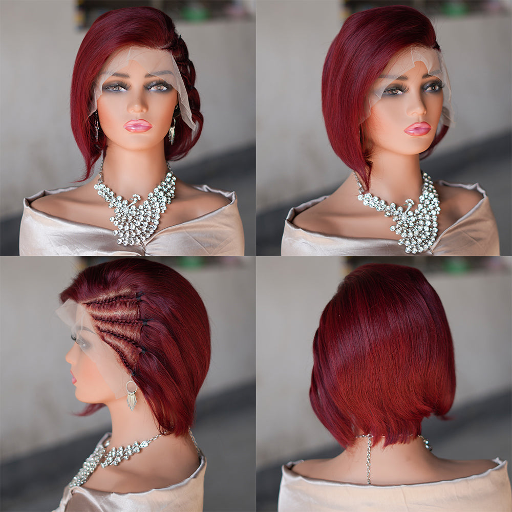 Pixie cut wig 13x4 Lace Frontal Wig---JK8818----color #99---RMB 187---130g