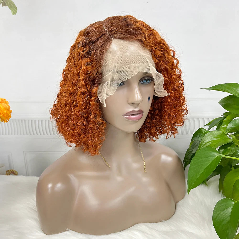 Pixie curly color #T4/350  Bob Wig 13x4 Lace Front 100% Virgin Human Hair