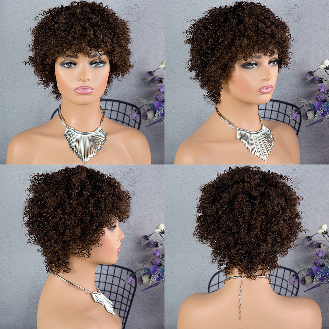 Machine made pixie cut wig---JK9037----#4---RMB 94