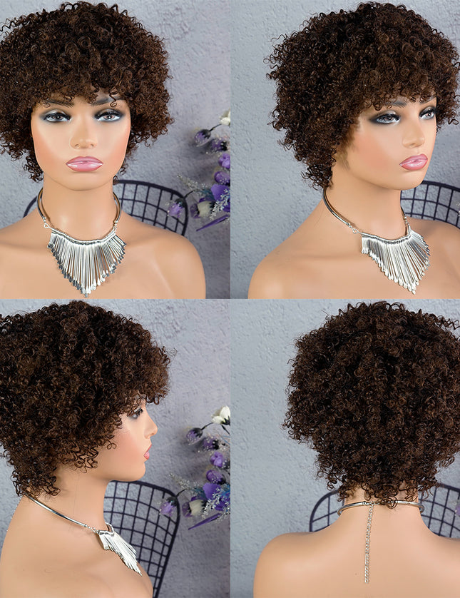 Machine made pixie cut wig---JK9037----#4