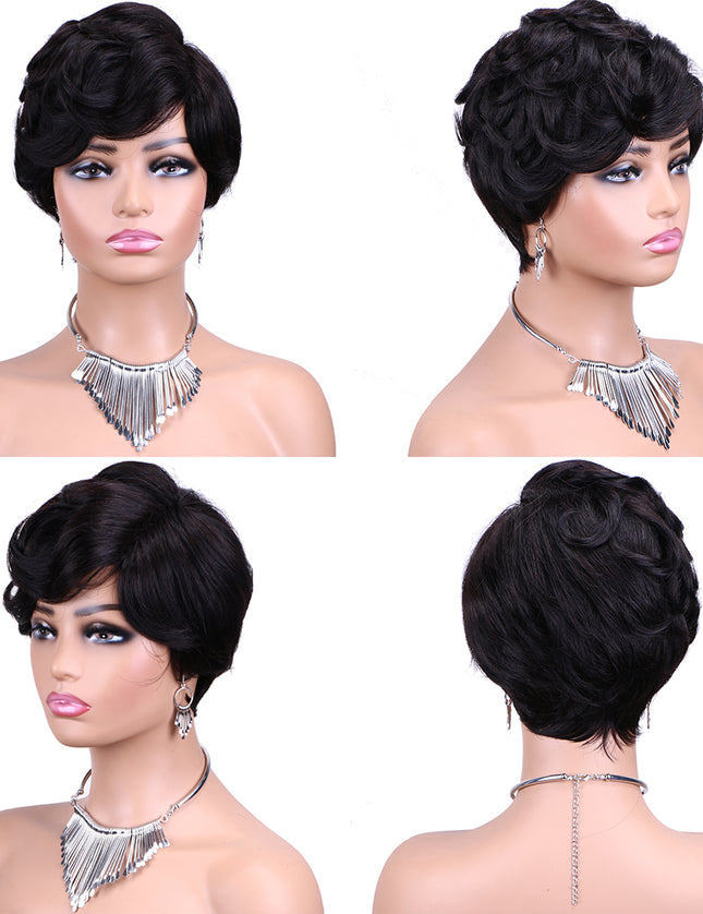 Machine made pixie cut wig--JKCX007-#1B---pay 1 get 2