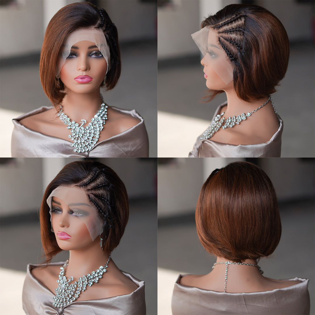 Pixie cut wig 13x4 Lace Frontal Wig---Ombre #T1/4---JK8818---RMB 187---130g