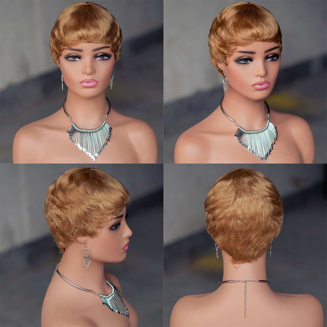 Machine made pixie cut wig---JK9047---#27---RMB 50