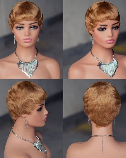 Machine made pixie cut wig---JK9047---#27---pay 1 get 2
