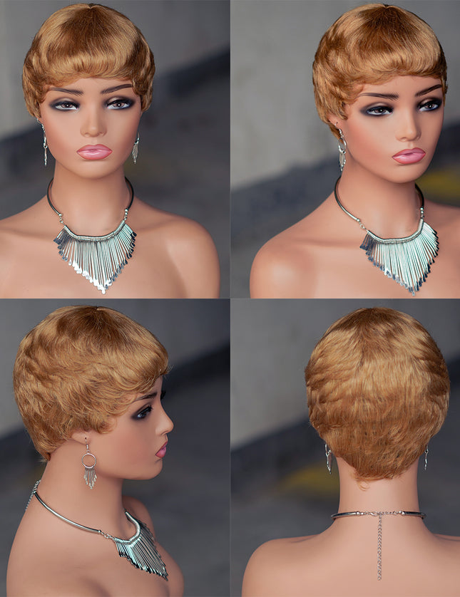 Machine made pixie cut wig---JK9047---#27---pay 1 get 2