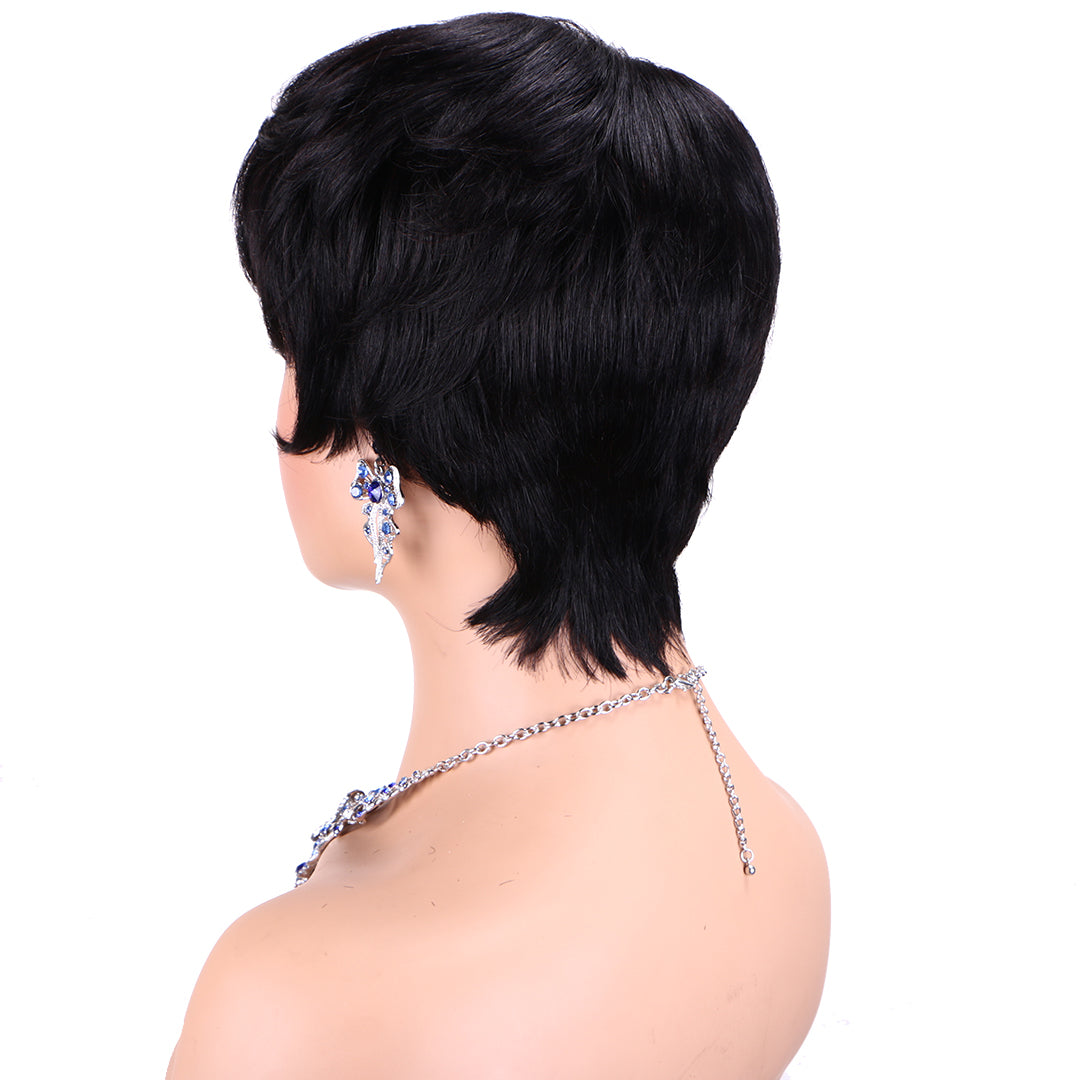 Machine made pixie cut wig---JK9086---#1B---RMB 58