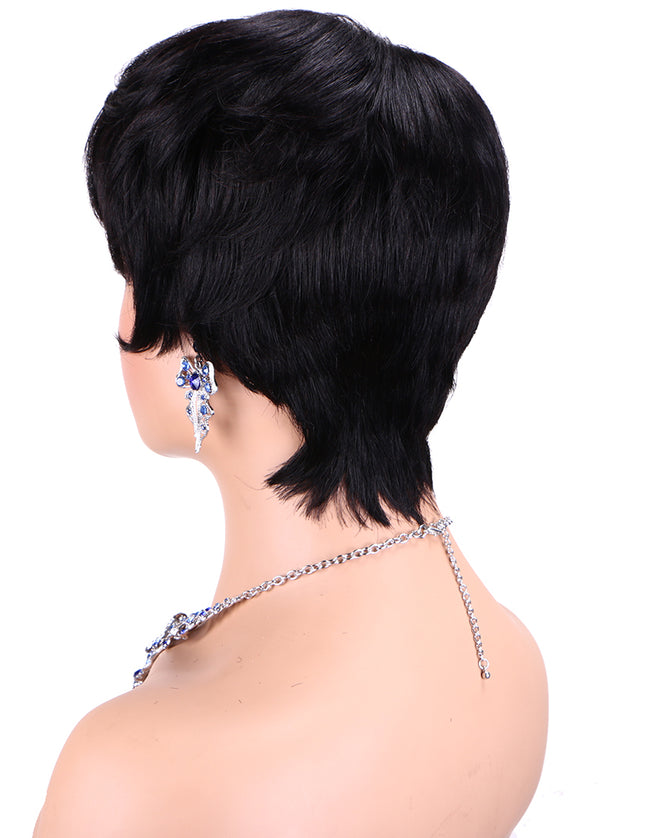 Machine made pixie cut wig---JK9086---#1B---pay 1 get 2
