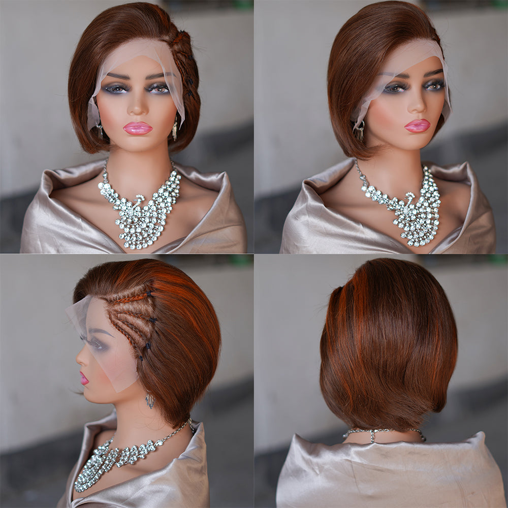 Pixie cut wig 13x4 Lace Frontal Wig--- #4/350---JK8818---RMB 187---130g