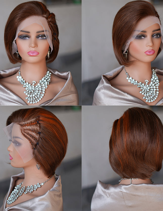 Pixie cut wig 13x4 Lace Frontal Wig--- #4/350---JK045