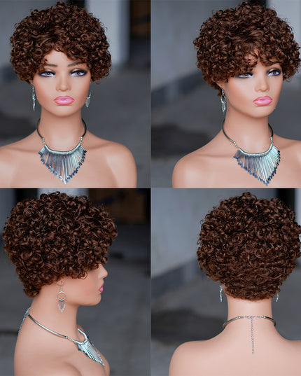 Machine made pixie cut wig--JK9042-#4-pay 1 get 2