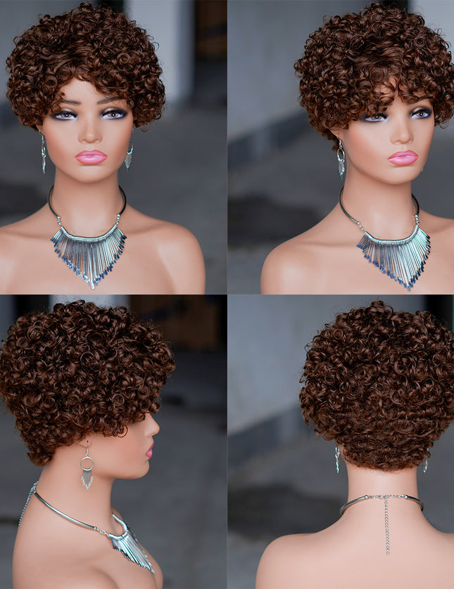 Machine made pixie cut wig--JK9042-#4-pay 1 get 2