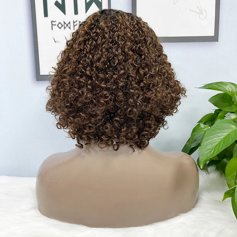 Jerry curl color #1B/4, 13x4 Lace Frontal wig 100% Virgin Human Hair Transparent  LACE Wig 180% density