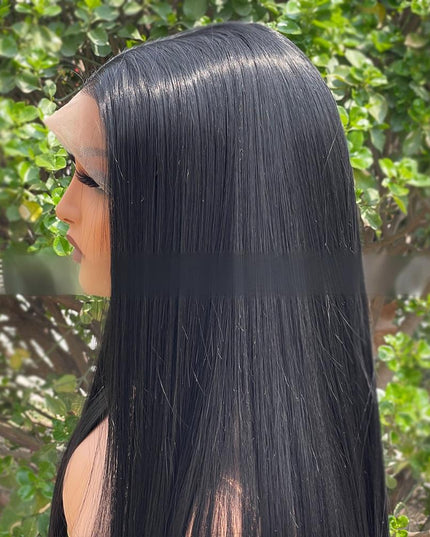 Synthetic lace frontal color wig---13*6---natural black color