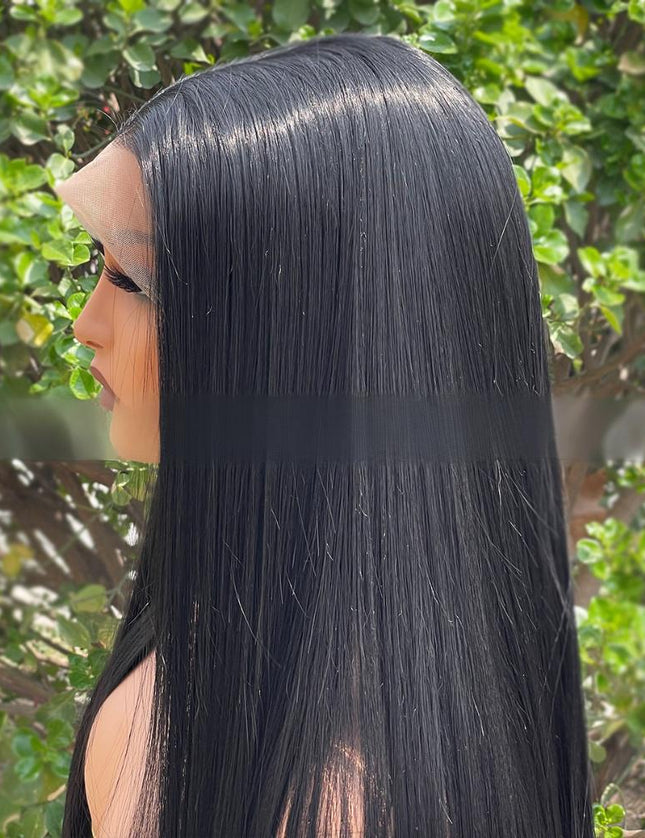 Synthetic lace frontal color wig---13*6---natural black color