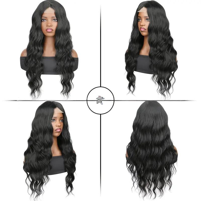 Synthetic fiber Small lace middle parting wig