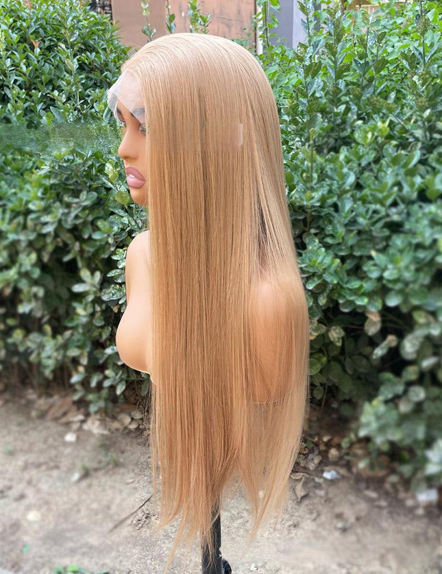 Synthetic lace frontal color wig straight---13*4---Golden Palm color---pay 1 get 2