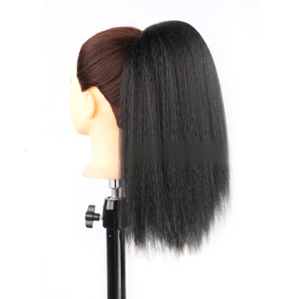 Corn curling drawstring fiber ponytail Yaki fluffy drawstring-black color