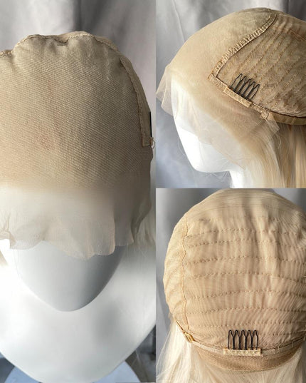 Synthetic lace frontal color wig straight---13*6---platium blonde color