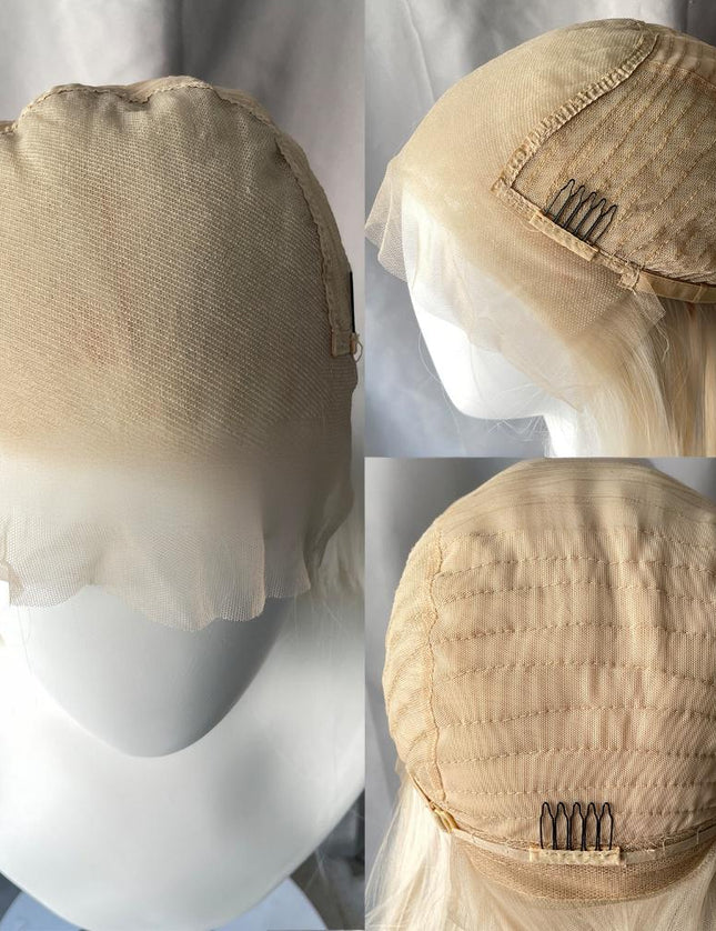 Synthetic lace frontal color wig straight---13*6---platium blonde color