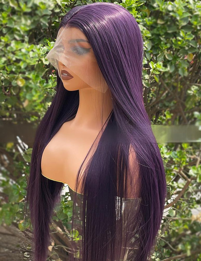 Synthetic lace frontal color wig---13*4---Purple color