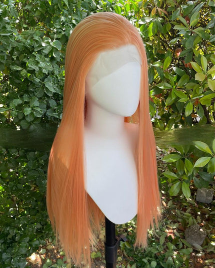 Synthetic lace frontal color wig straight---13*4---peachy pink color---pay 1 get 2