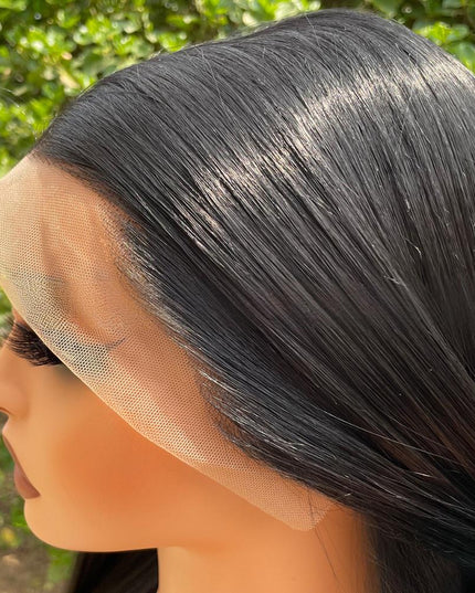 Synthetic lace frontal color wig---13*6---natural black color