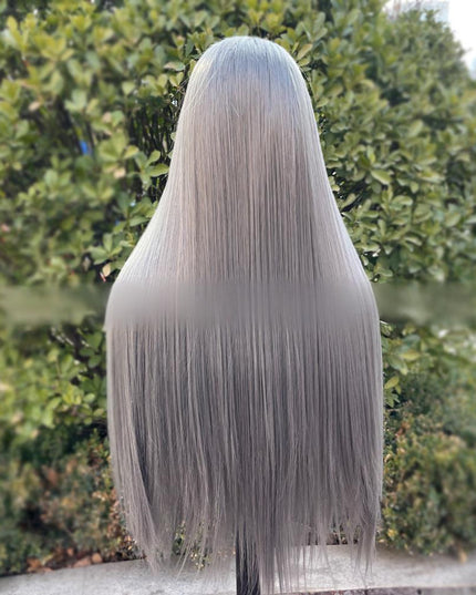 Synthetic lace frontal color wig straight---13*4---dark gray color---pay 1 get 2