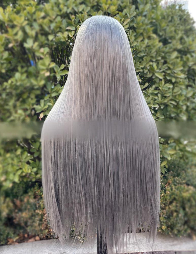 Synthetic lace frontal color wig straight---13*4---dark gray color---pay 1 get 2