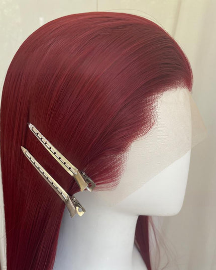 Synthetic lace frontal color wig---13*4---Raspberry Red color