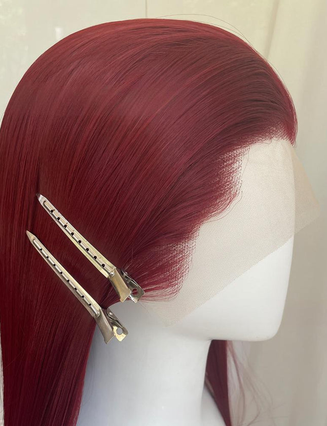 Synthetic lace frontal color wig---13*4---Raspberry Red color