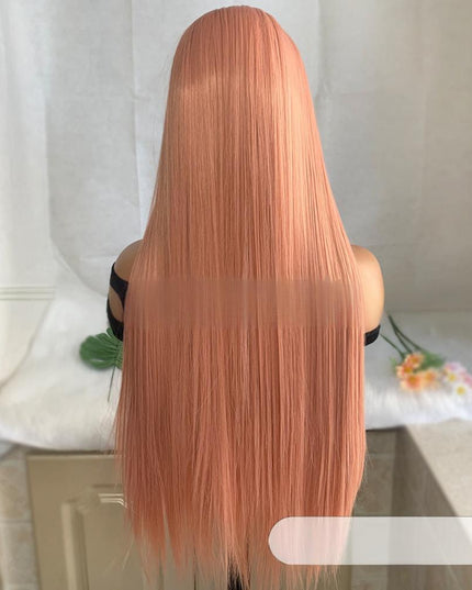 Synthetic lace frontal color wig---13*4---smoke pink color--- pay 1 get 2
