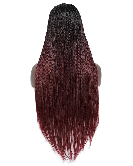 Synthetic Transparent Full Lace Braided Wigs Knotless Box Braids Wig # 1B/99j