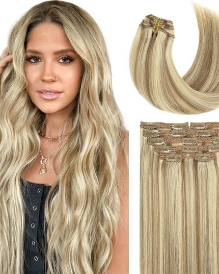 remy clip hair extensions-P22/8 color