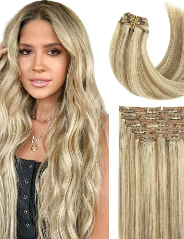 remy clip hair extensions-P22/8 color