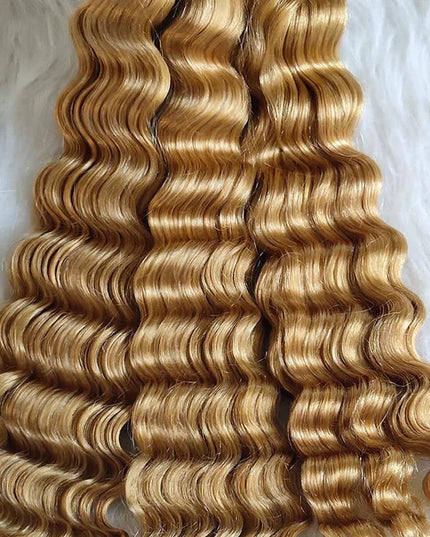 Deep wave  #27 honey blonde color 15A human hair bulk for braiding