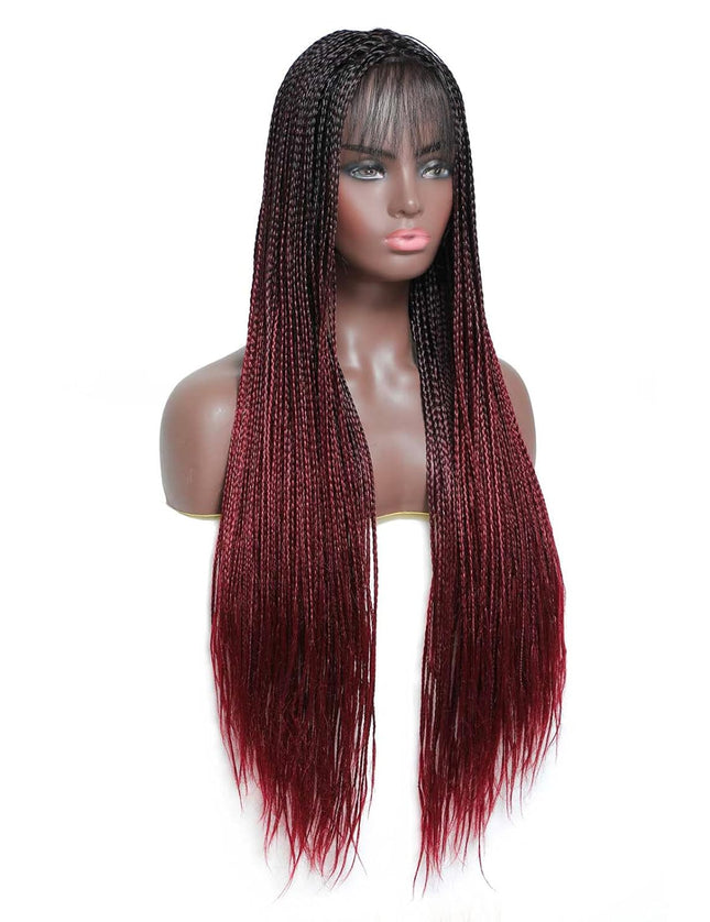 Synthetic Transparent Full Lace Braided Wigs Knotless Box Braids Wig # 1B/99j