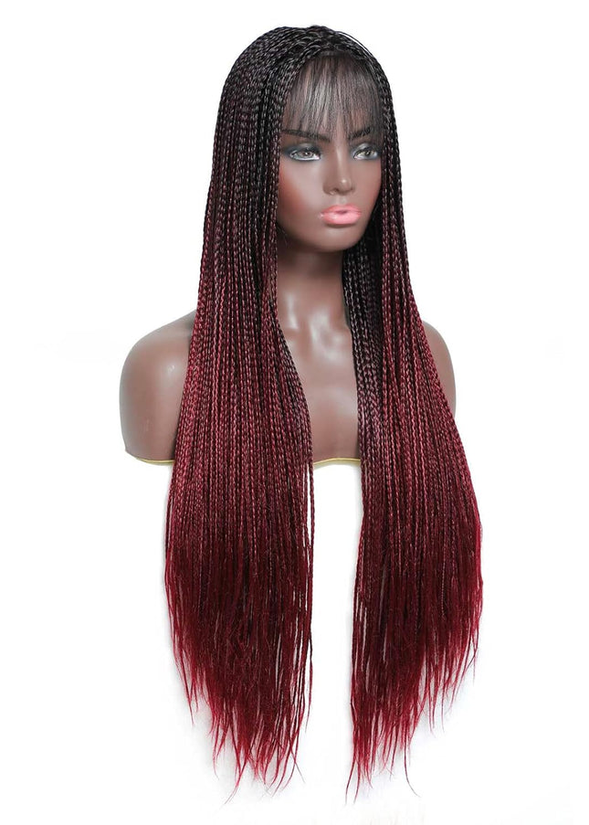 Synthetic Transparent Full Lace Braided Wigs Knotless Box Braids Wig # 1B/99j