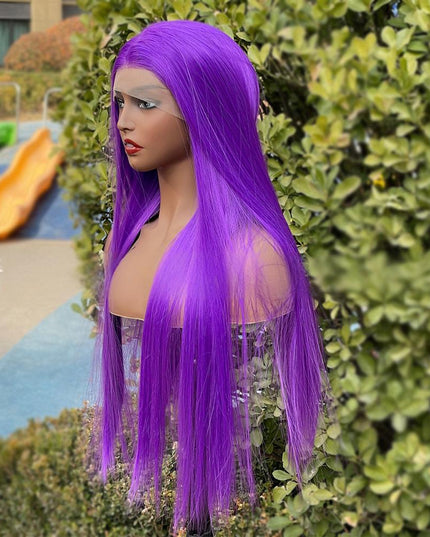 Synthetic lace frontal color wig straight---13*4---light purple color--pay 1 get 2