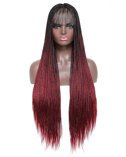 Synthetic Transparent Full Lace Braided Wigs Knotless Box Braids Wig # 1B/99j