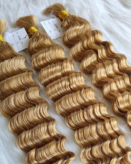 Deep wave  #27 honey blonde color 15A human hair bulk for braiding
