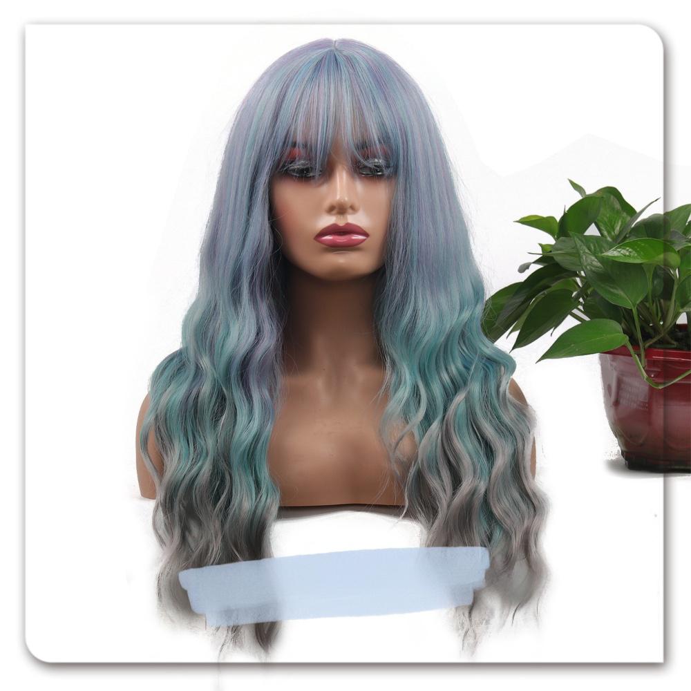 Fiber long wig omrbe color